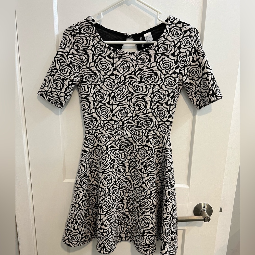 Black and White Floral Skater Dress